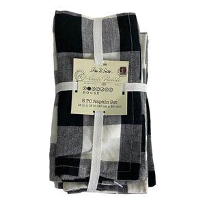 Park B Smith Vintage House White Black Buffalo Plaid 18" x 18" 8 PC Set NEW